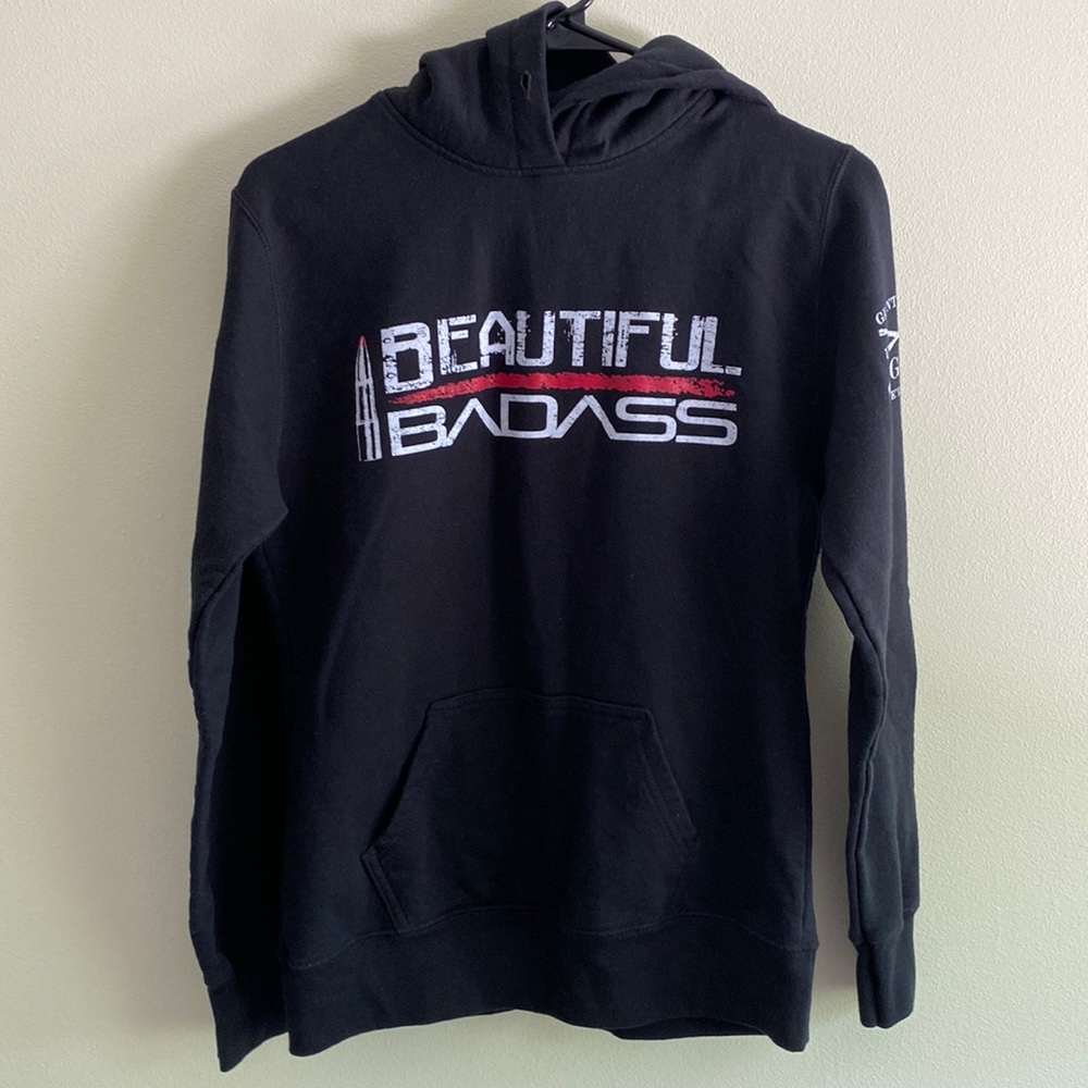 Women's Grunt Style Hoodie, Beautiful Badass, Size Small, Navy